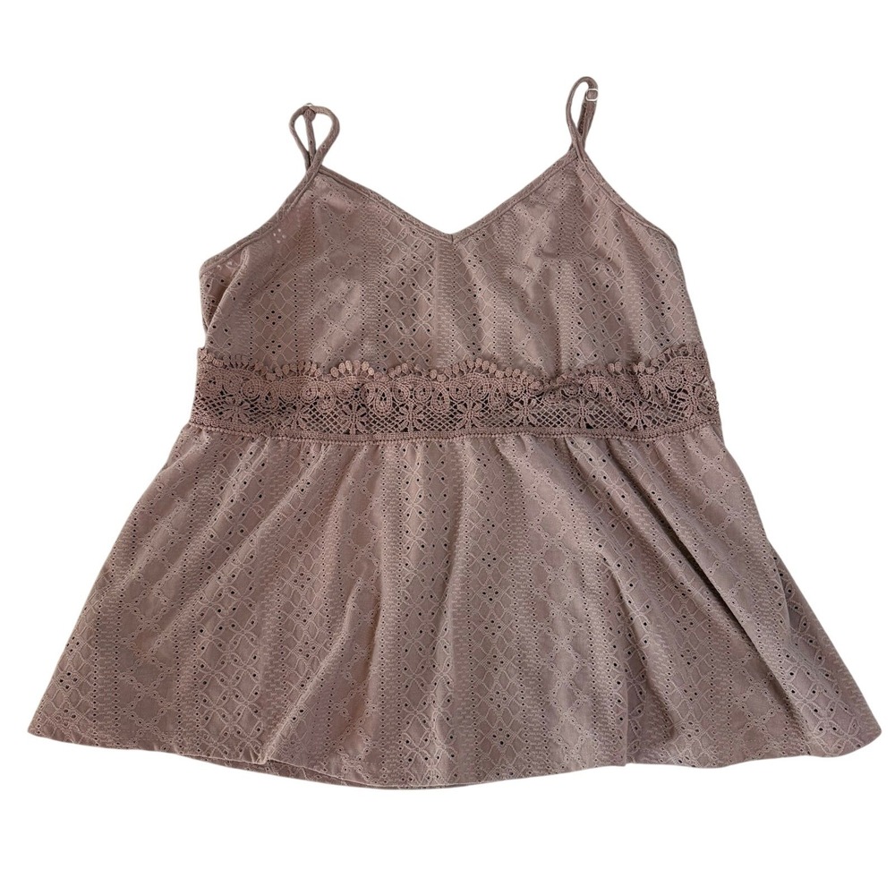 Babydoll Tank Top Women Embroidered Dusty Rose 1XL Plus Layer Cottage Fairycore‎